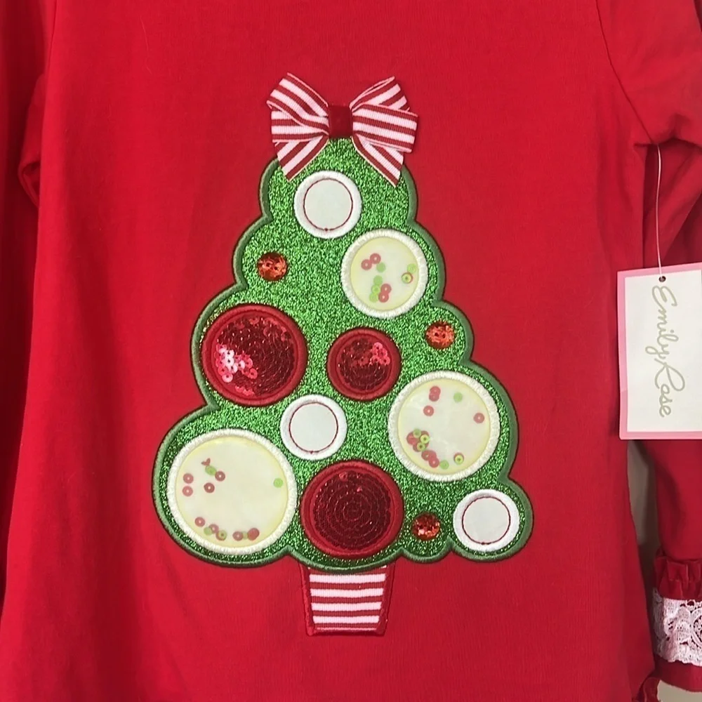 Brand New Emily Rose Christmas Set Sequins Ruffles Tree Festive Stripes Bow Lace